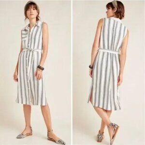 Anthropologie Maeve Esther Striped Shirtdress in Ivory & Black 0